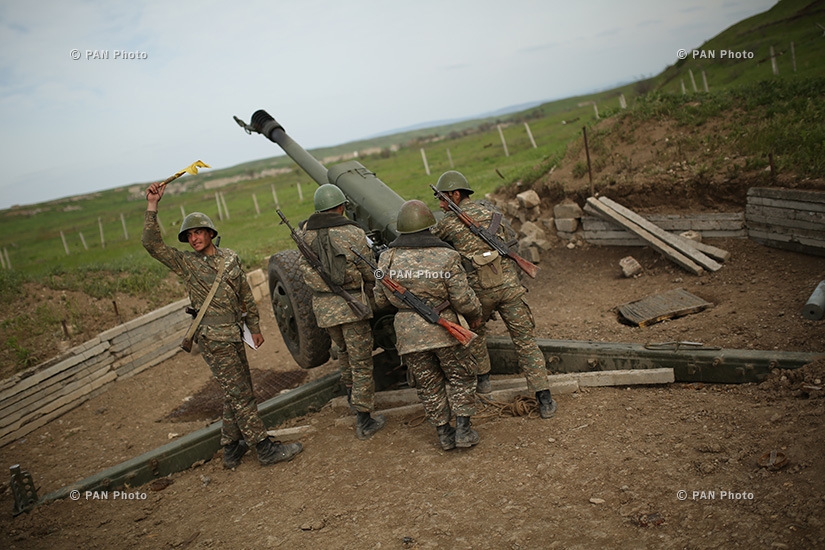 First artillery brigade preparing to shoot in the southeastern section of the Nagorno Karabakh-Azerbaijan contact line
