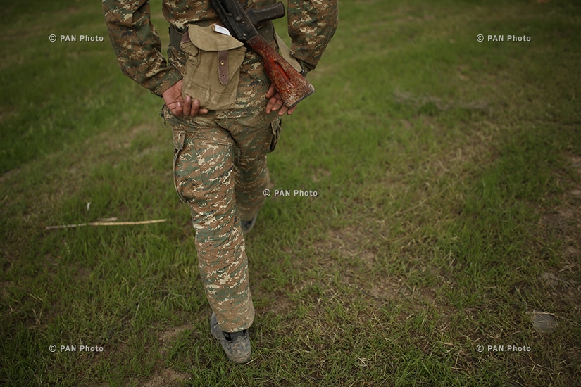 An artilleryman in the southeastern section of the Nagorno Karabakh-Azerbaijan contact line