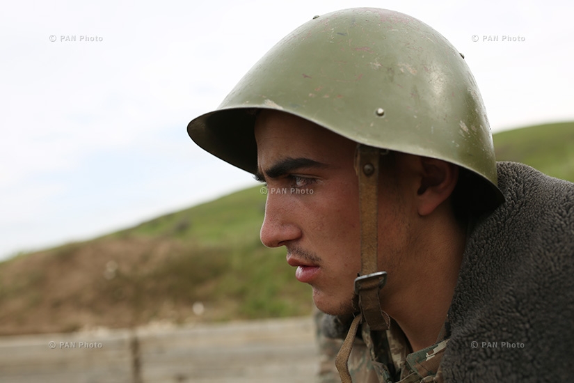An artilleryman in the southeastern section of the Nagorno Karabakh-Azerbaijan contact line