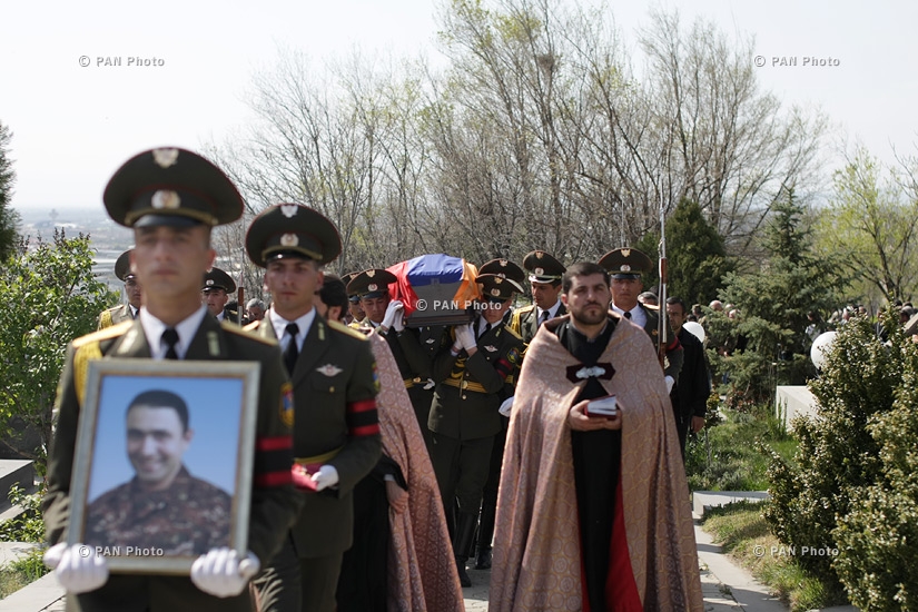 Funeral of captain Armenak Urfanyan in Yerablur Pantheon, who was killed in the course of military operations on the line of contact between Nagorno Karabakh and Azerbaijan