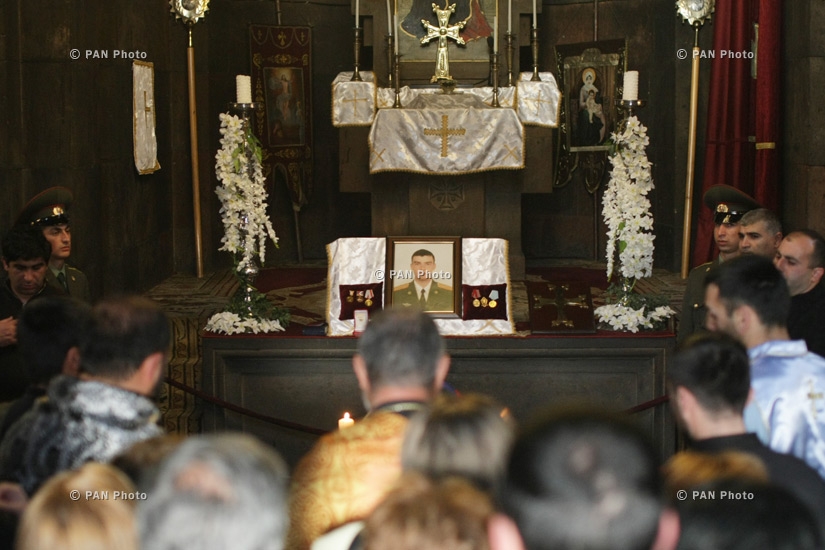 Major Hayk Toroyan's memorial service at St. Astvatsatsin Church, who was killed in the course of military operations on the line of contact between Nagorno Karabakh and Azerbaijan