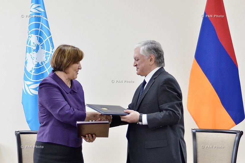 Подписание документов о сотрудничестве в различных областях между Республикой Армения и ООН 