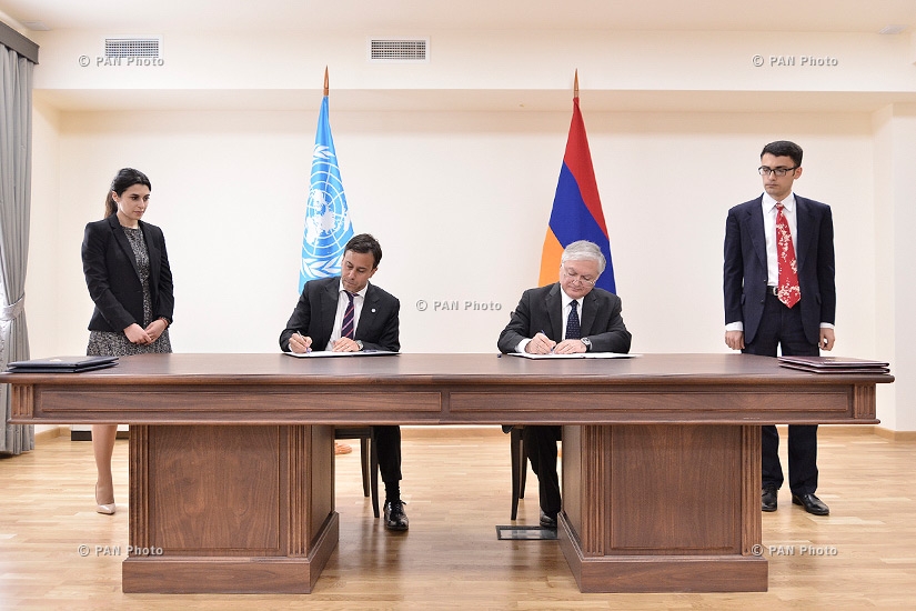 Подписание документов о сотрудничестве в различных областях между Республикой Армения и ООН 