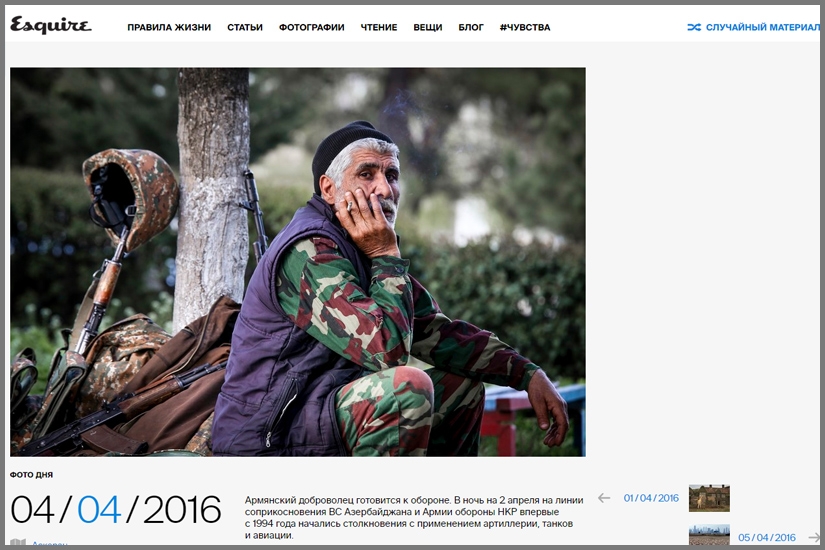 ESQUIRE / An Armenian volunteer is in a state of readiness in Askeran town of Nagorno-Karabakh Republic