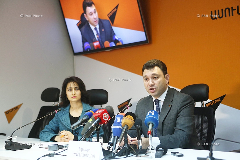 Press conference of Vice Speaker of Armenian parliament Eduard Sharmazanov