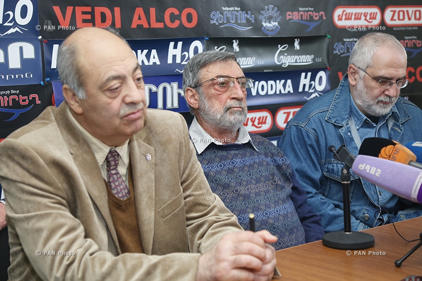 Press conference of Armenia's Writers Union chairman Edward Militonyan, director Nikolay Tsaturyan and composer Vahan Artsruni