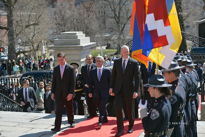 Armenian President Serzh Sargsyan meets with the Governor of Massachusetts Charlie Baker