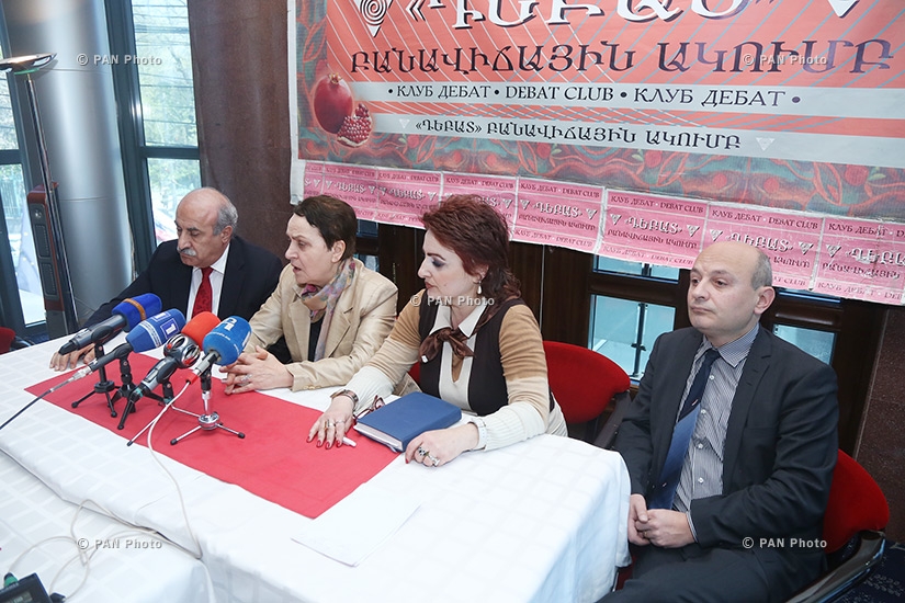 Press conference of RPA member Khosrov Harutyunyan, 'Against Legal Arbitrariness' NGO Chairman Larisa Alaverdyan and President of Armenian Institute for International and Security Affairs Stepan Safaryan