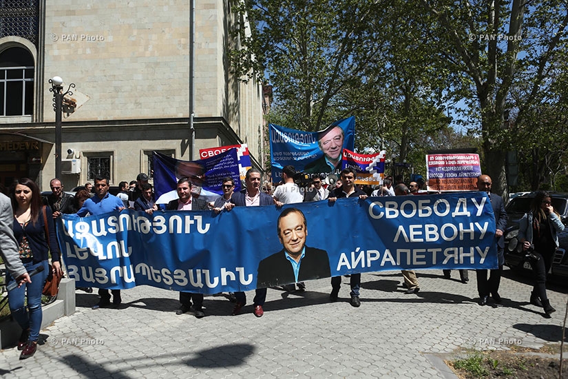 Protest rally in support of  Armenian businessman Levon Hayrapetyan, who has been sentenced to 4 years in prison  by Moscow court