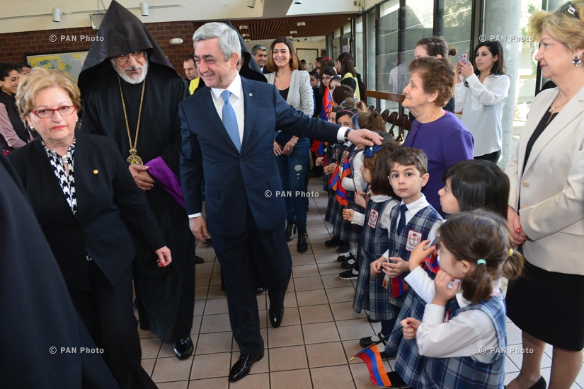 Armenia's President Serzh Sargsyan visits the Edward Kennedy Institute and St. Stephen's national seminary in Massachusetts
