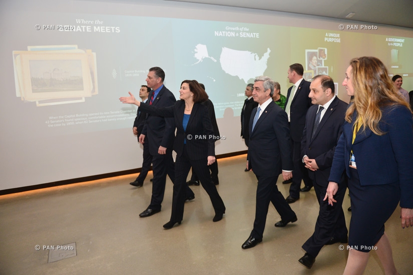 Armenia's President Serzh Sargsyan visits the Edward Kennedy Institute and St. Stephen's national seminary in Massachusetts