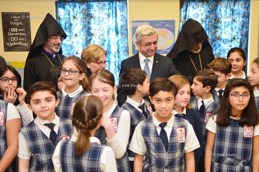 Armenia's President Serzh Sargsyan visits the Edward Kennedy Institute and St. Stephen's national seminary in Massachusetts