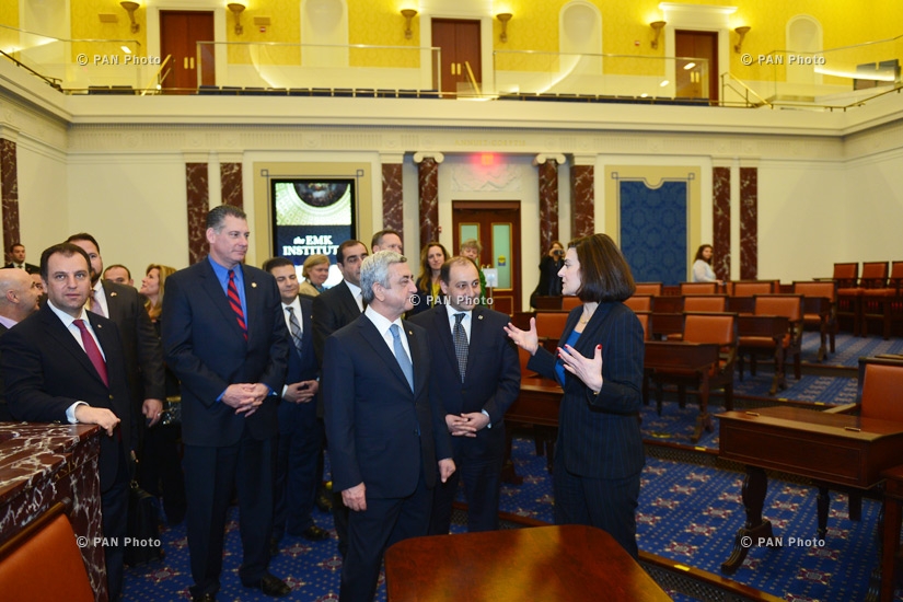 Armenia's President Serzh Sargsyan visits the Edward Kennedy Institute and St. Stephen's national seminary in Massachusetts