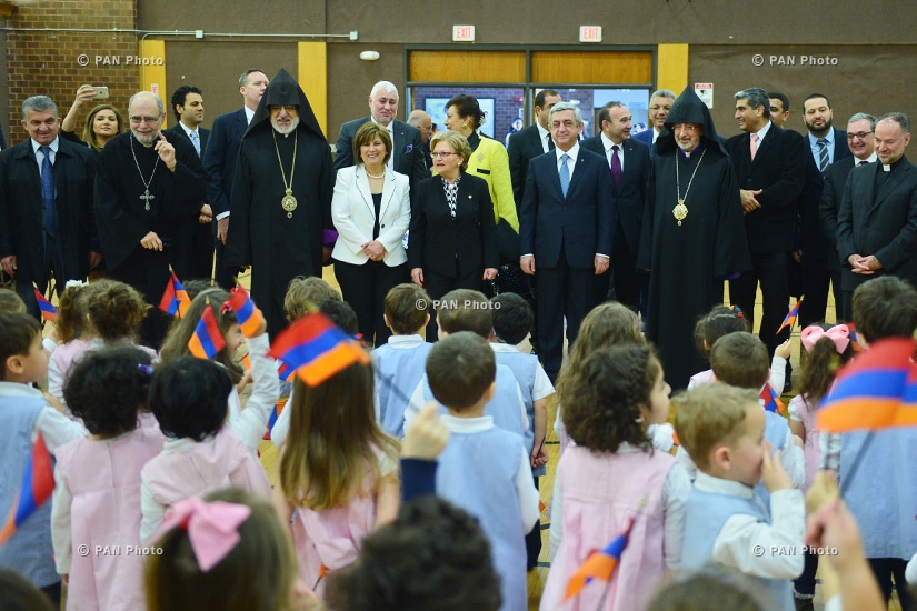 Armenia's President Serzh Sargsyan visits the Edward Kennedy Institute and St. Stephen's national seminary in Massachusetts