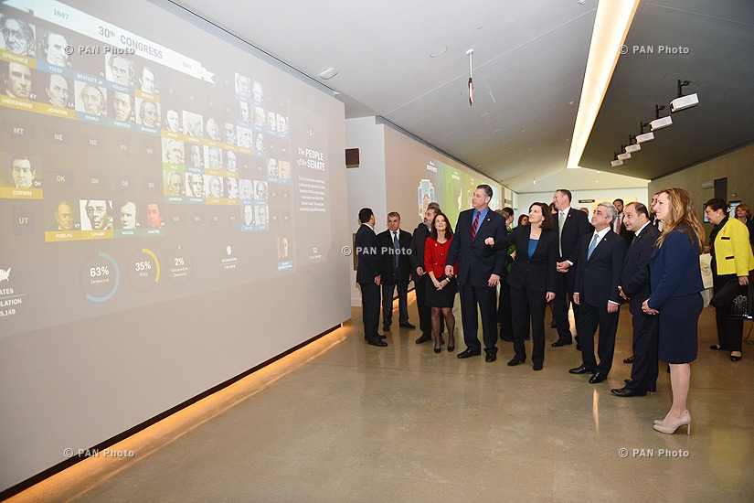 Armenia's President Serzh Sargsyan visits the Edward Kennedy Institute and St. Stephen's national seminary in Massachusetts