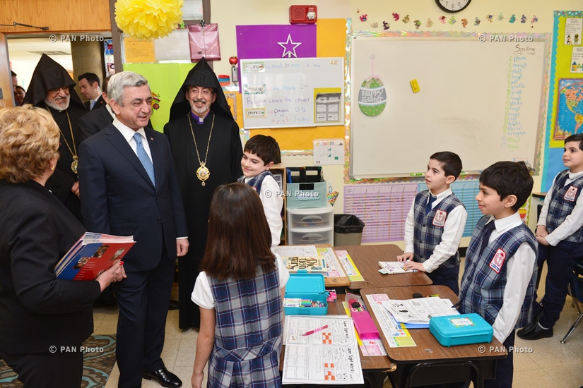 Armenia's President Serzh Sargsyan visits the Edward Kennedy Institute and St. Stephen's national seminary in Massachusetts