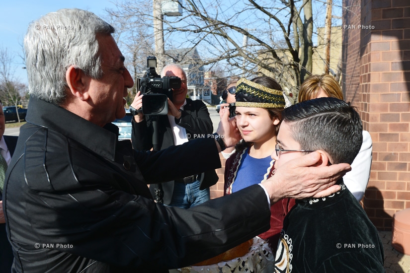 Armenia's President Serzh Sargsyan visits the Edward Kennedy Institute and St. Stephen's national seminary in Massachusetts