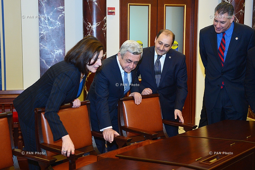 Armenia's President Serzh Sargsyan visits the Edward Kennedy Institute and St. Stephen's national seminary in Massachusetts