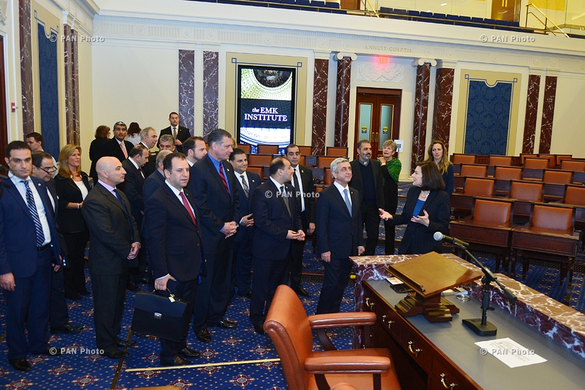 Armenia's President Serzh Sargsyan visits the Edward Kennedy Institute and St. Stephen's national seminary in Massachusetts
