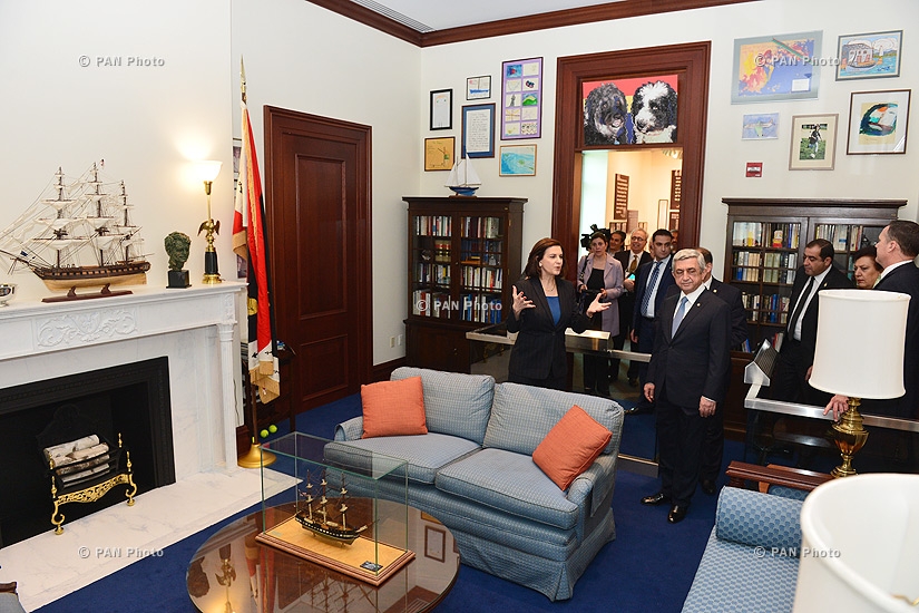 Armenia's President Serzh Sargsyan visits the Edward Kennedy Institute and St. Stephen's national seminary in Massachusetts