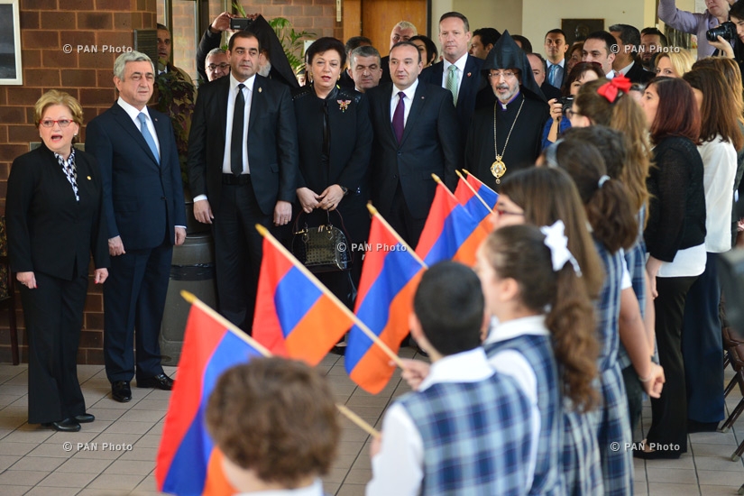 Armenia's President Serzh Sargsyan visits the Edward Kennedy Institute and St. Stephen's national seminary in Massachusetts