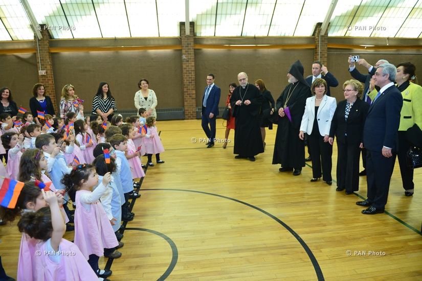 Armenia's President Serzh Sargsyan visits the Edward Kennedy Institute and St. Stephen's national seminary in Massachusetts