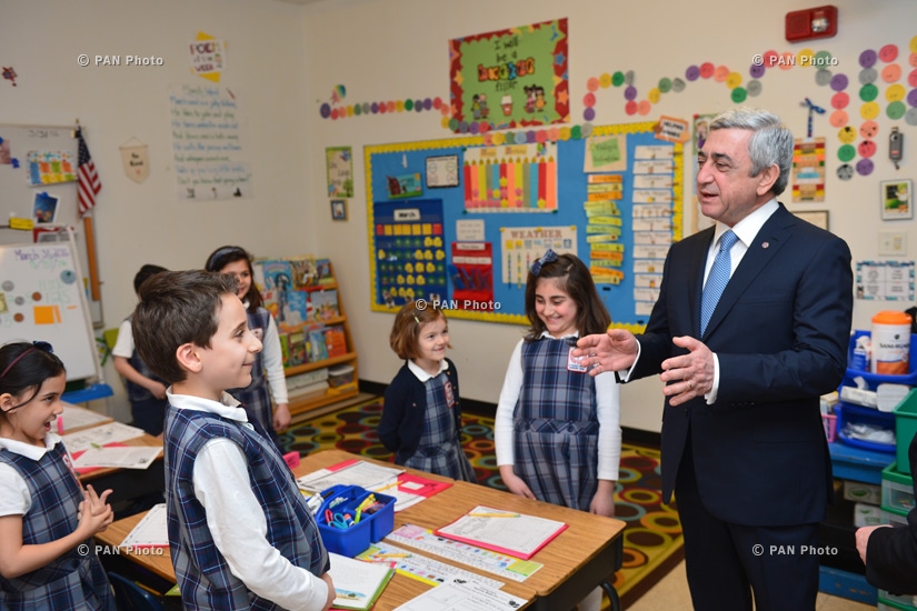 Armenia's President Serzh Sargsyan visits the Edward Kennedy Institute and St. Stephen's national seminary in Massachusetts