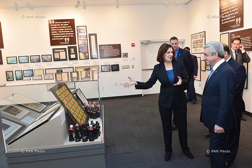 Armenia's President Serzh Sargsyan visits the Edward Kennedy Institute and St. Stephen's national seminary in Massachusetts