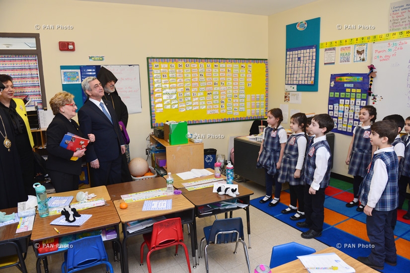 Armenia's President Serzh Sargsyan visits the Edward Kennedy Institute and St. Stephen's national seminary in Massachusetts