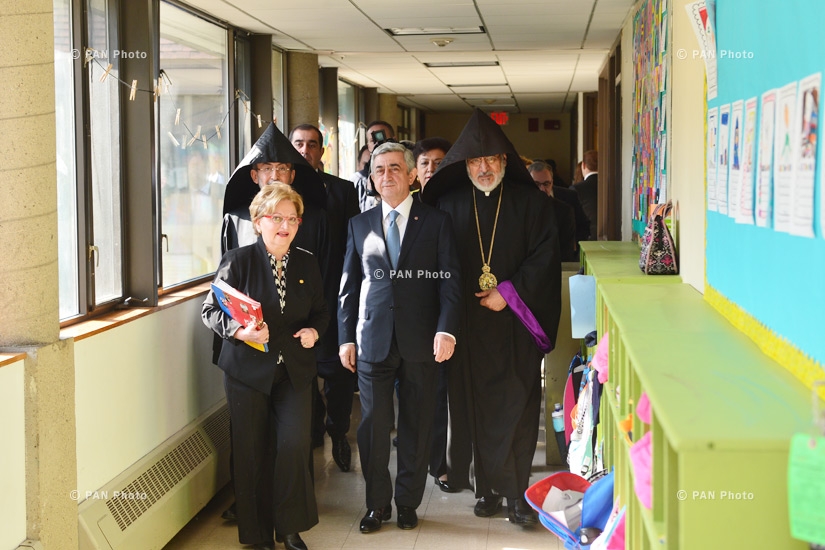 Armenia's President Serzh Sargsyan visits the Edward Kennedy Institute and St. Stephen's national seminary in Massachusetts