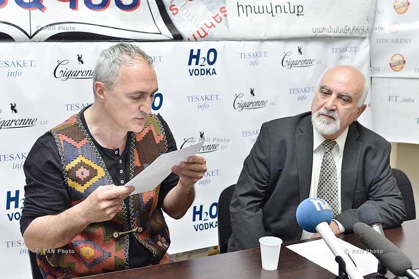 Press conference of National Self Determination Union's leader Paruyr Hayrikyan and filmmaker Tigran Khzmalyan 