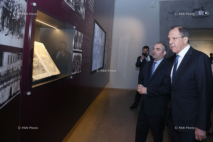 Russian Foreign Minister Sergey Lavrov visits Tsitsernakaberd Memorial and Armenian Genocide Museum-Institute