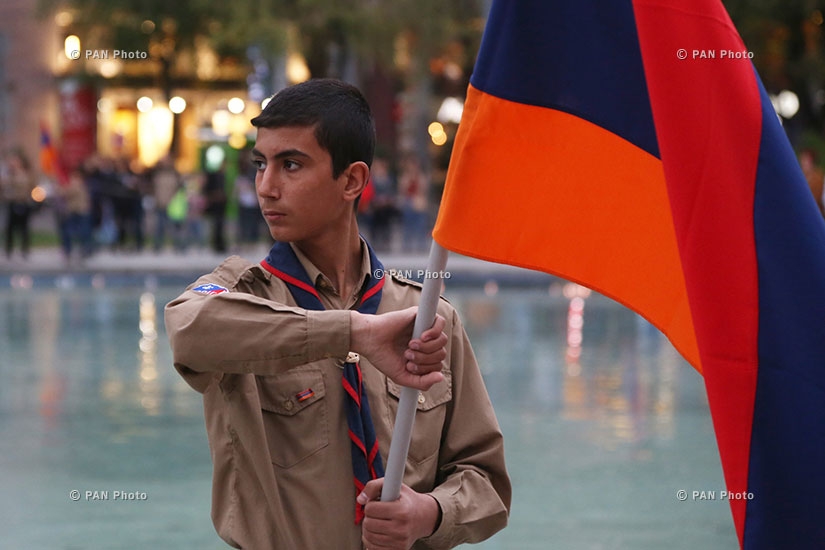 AGBU Yerevan scout troops holds a vigil in memory of the Genocide victims 