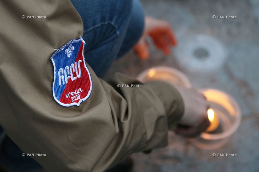 AGBU Yerevan scout troops holds a vigil in memory of the Genocide victims 