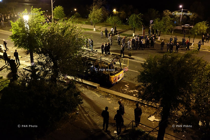 A passenger bus exploded in Yervan's Halabyan street
