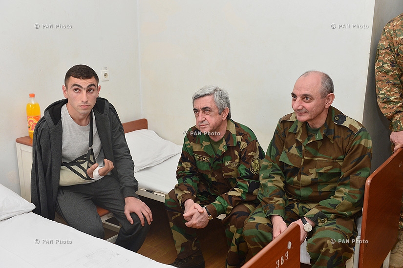 Armenian President Serzh Sargsyan and Artskah President Bako Sahakyan visited the Central Military Hospital of Stepanakert