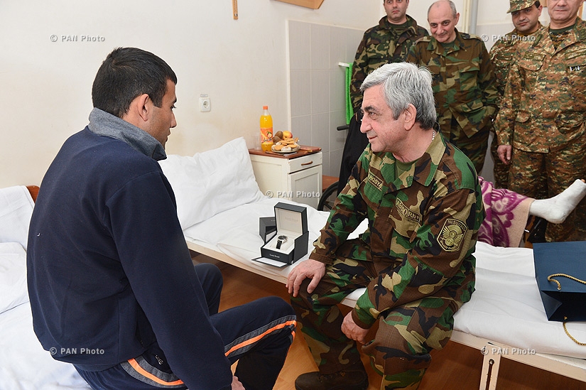 Armenian President Serzh Sargsyan and Artskah President Bako Sahakyan visited the Central Military Hospital of Stepanakert