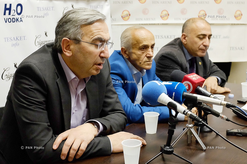 Press conference of the playwright, composer Krist Manaryan, director of 'Karin' Traditional Song and Dance Ensemble Gagik Ginosyan and 'Haykazun' Ensemble's director Gusan Haykazun