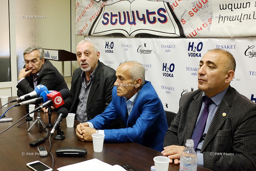 Press conference of the playwright, composer Krist Manaryan, director of 'Karin' Traditional Song and Dance Ensemble Gagik Ginosyan and 'Haykazun' Ensemble's director Gusan Haykazun