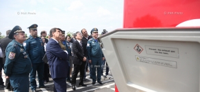 Презентация новых передвижных машин, подаренных правительством Японии МЧС Армении 