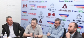 Пресс-конференция главы НПО «Союз азатамартиков особого батальона Шуши» Жирайра Сефиляна и членов правления