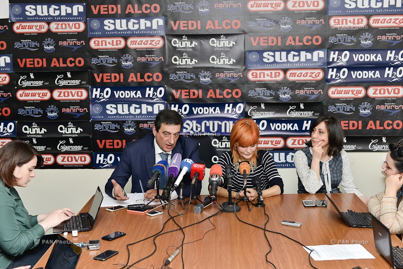 Press conference of Vardan Ayvazyan (RPA) and 'Free Democrats' party vice-president Anush Sedrakyan