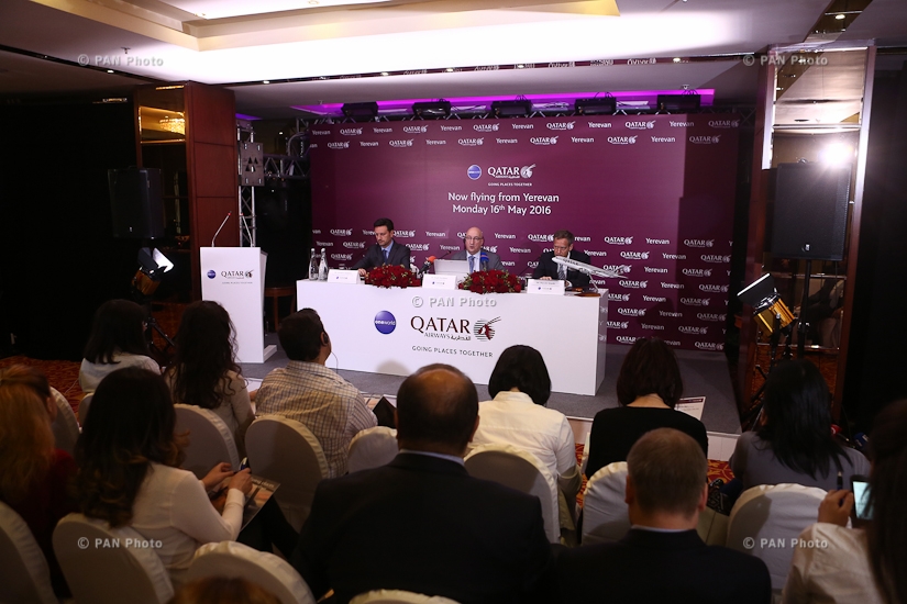 Пресс-конференция главного коммерческого директора Qatar Airways Хью Данливи, посвященная первому рейсу из Еревана в Доху