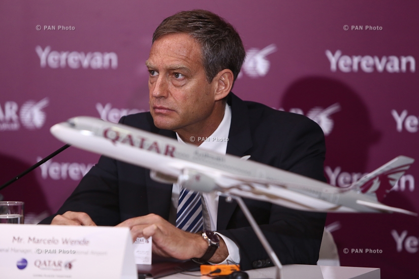 Press conference of Qatar Airways Chief Commercial Officer Hugh Dunleavy on Yerevan-Doha maiden flight
