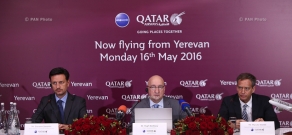 Пресс-конференция главного коммерческого директора Qatar Airways Хью Данливи, посвященная первому рейсу из Еревана в Доху