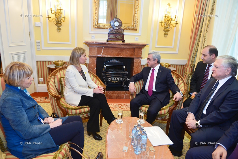 В Вене президент Армении Серж Саргсян встретился с Верховным представителем ЕС, заместителем председателя Европейской комиссии Федерикой Могерини и с Госсекретарем США Джоном Керри