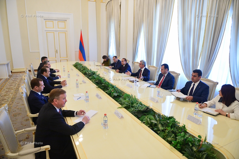 Armenian President Serzh Sargsyan meets with the members of the Intergovernmental Council of the Eurasian Economic Union and Chairman of the EEC Board Tigran Sargsyan