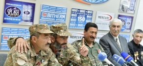 Press conference of head of Armenia's Yezidi community Aziz Tamoyan and Yerkrapah volunteers