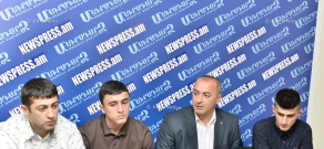 Пресс-конференция главного тренера национальной сборной РА по тхэквондо Геворга Даниеляна, серебряного призера Европы Армана Еремяна и бронзового призера турнира класса G1 Сергея Аванесова