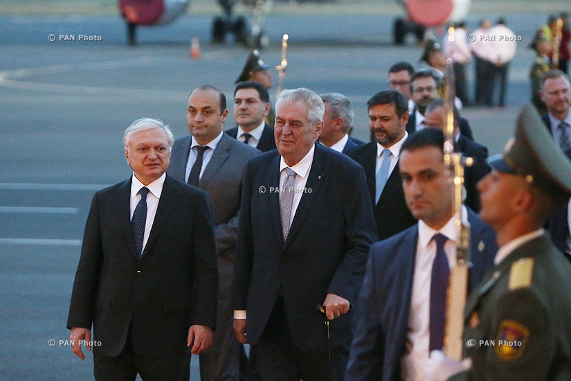 President of the Czech Republic Miloš Zeman arrives in Yerevan